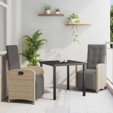 vidaXL Set de masă pentru grădină 3 pcs Bej poliratan 3380337