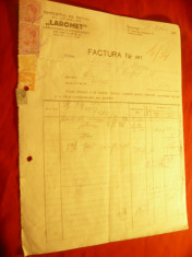 Factura Firmei Laromet -Laminoare Romanesti 1943 Bucuresti , cu 5 timbre fiscale foto