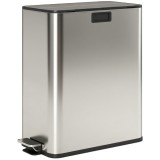 HOMCOM Coș de gunoi pentru bucătărie 2 x 28L, coș cu pedală din oțel inoxidabil cu capac Soft-Close, coșuri interioare detașabile | Aosom Romania