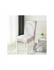 Set 6 huse pentru scaun gri deschis cu model cu pene albe foto