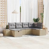 VidaXL Set de canapele de grădină de 6 piese cu perne bej din rattan sintetic
