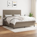 Cumpara ieftin Pat continental cu saltea, gri taupe, 180x200 cm, textil