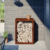 Suport Lemne Foc vidaXL 60x40x80cm Otel Intemperii Maro Depozitare Interior Exterior