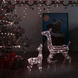 Decoratiune de Craciun familie reni, 160 LED, alb cald, acril GartenMobel Dekor, vidaXL