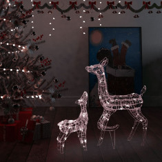 Decoratiune de Craciun familie reni, 160 LED, alb cald, acril GartenMobel Dekor