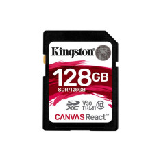 Card Kingston Canvas React SDXC 128GB Clasa 10 UHS-I U3 V30 100Mbs foto