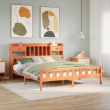 VidaXL Pat cu bibliotecă fără saltea maro 180x200 cm lemn masiv de pin 3322193