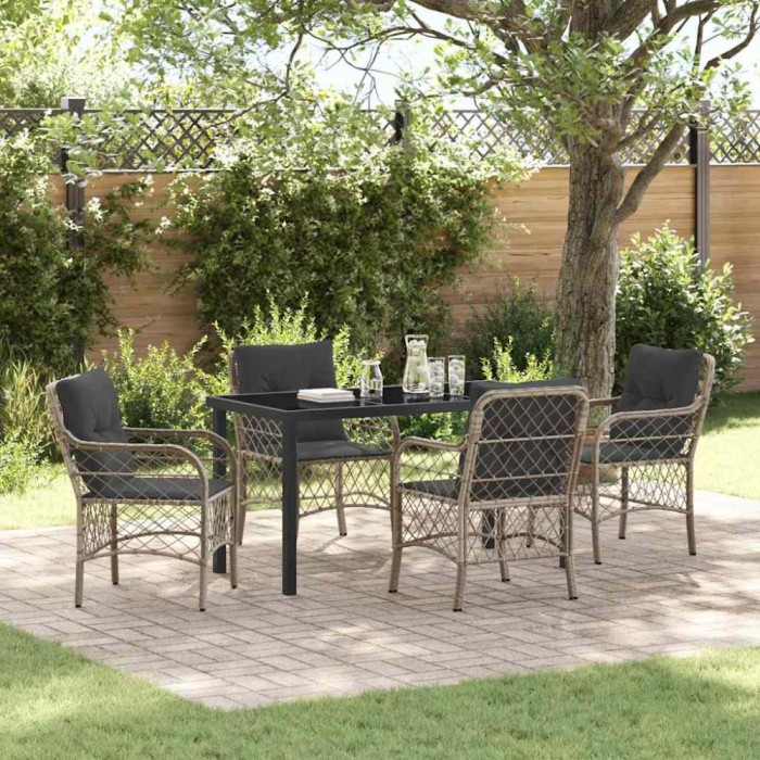 vidaXL Set de masă pentru grădină 5 pcs Gri deschis Rattan poli 3380241