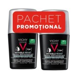 Pachet Deodorant roll-on antiperspirant pentru barbati Invisible Resist 72H, 50 ml + 50 ml, Vichy