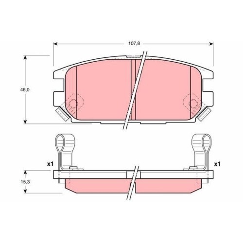Placute frana Mitsubishi Eclipse 4 (Dk A) 04.05-12.12, Eclipse 4 Cabriolet 04.05-, Galant 7 (E5 A E7 A E8 A) 11.92-10.96, Galant 7 Sedan (E5 A E7 A E