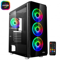 Carcasa njoy pc arena mid tower atx argb fara sursa ventilatoare fata 120mm led x foto