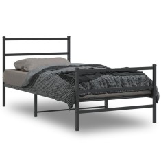 vidaXL Cadru pat metalic cu tăblii de cap/picioare&nbsp; negru, 100x190 cm 355377