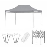 Foișor Pliabil Gradina 3x4.5m Gri, Pavilion Metalic, Protectie UV, Montare Rapida