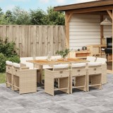 vidaXL Set mobilier de grădină cu perne, 11 piese, bej, poliratan 3211216