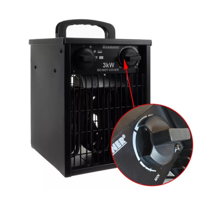 Incalzitor electric cu termostat, 3000W, 5 moduri de functionare, 6 trepte putere, IPX4, carcasa otel, RESIGILAT