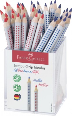 CREION COLORAT BICOLOR ROSU/ALBASTRU CUTIE PLASTIC 36 BUC FABER foto