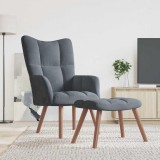 VidaXL Scaun de relaxare cu taburet, gri &icirc;nchis, catifea
