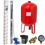 Cumpara ieftin Set Hidrofor 50L vertical cu Pompa Submersibila IBO Dambat 3TI15, 0.37 kW, 50 l/min, H Refulare 60 m, cablu 20 m