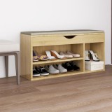 VidaXL Bancă pantofar, pernă, stejar sonoma 104x30x49cm lemn prelucrat