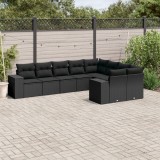 Cumpara ieftin Gossi set mobilier de gradina cu perne, 9 piese, negru, poliratan