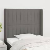 vidaXL Tăblie de pat cu aripioare gri &icirc;nchis 83x16x118/128 cm textil