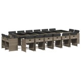 Cumpara ieftin Set mobilier de gradina cu perne, 17 piese, gri, poliratan