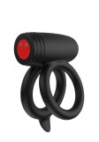 Inel de Penis Elite Power Twin C-Ring, 10 Moduri Vibratii, Silicon, USB Magnetic, Negru