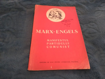 MARX-ENGELS-MANIFESTUL PARTIDULUI COMUNOST 1958 foto