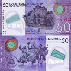 NICARAGUA 50 cordobas 2014 polymer UNC!!!