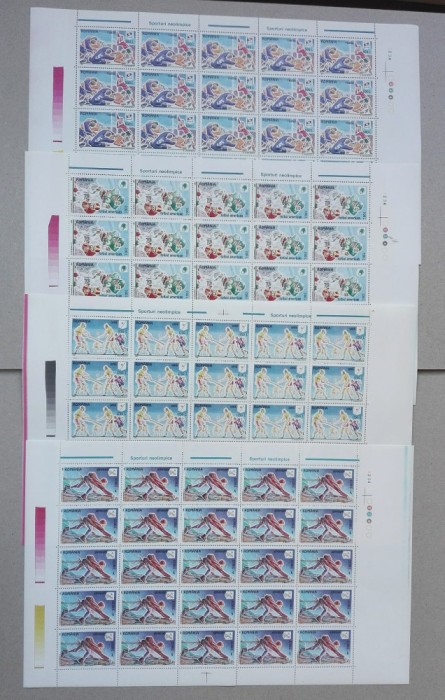 TIMBRE ROM&Acirc;NIA LP1445/1997 -SPORTURI NEOLIMPICE - 4 COLI DE 25 TIMBRE - MNH