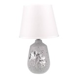 Cumpara ieftin Veioza Ceramica Gri cu Frunze, 34cm, E14, 40W, A+, Decorativa Noptiera Living
