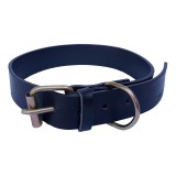 Zgarda pentru caini, piele naturala neagra 70 x 3.5 cm, ajustabila 48-59 cm, Oem