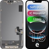 Display cu Touchscreen MP compatibil cu Apple iPhone 17e / 16e, cu Rama, Versiune Soft OLED FHD 120Hz IC Movable, Negru