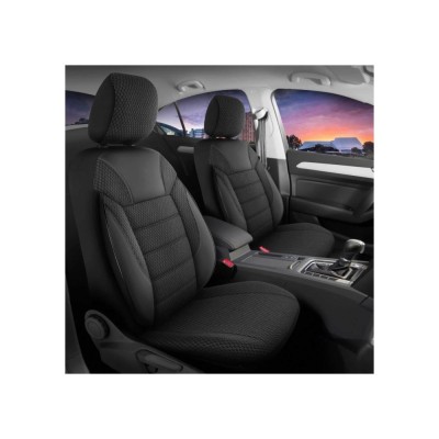 Set Huse Scaune Auto DeluxeBoss Classico, pentru bancheta rabatabila fractionata, 11 piese, negru - gri Automobile ProTravel foto