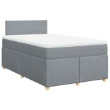 Cumpara ieftin Pat box spring cu saltea, gri deschis, 120x190 cm, textil