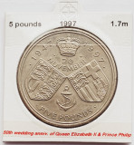 1856 Marea Britanie UK Anglia 5 Pounds 1997 Golden Wedding km 977, Europa