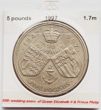 1856 Marea Britanie UK Anglia 5 Pounds 1997 Golden Wedding km 977, Europa