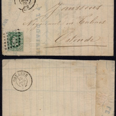 Belgium 1870 Cover + Content Bruges to Ostende - Cigar Tobacco DB.235