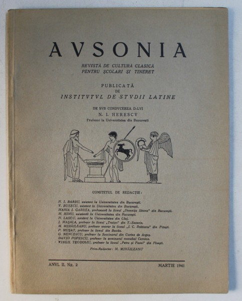 AVSONIA - REVISTA DE CULTURA CLASICA PENTRU SCOLARI SI TINERET , ANUL II , NR. 2 - MARTIE 1941