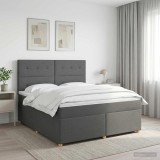 Cumpara ieftin Pat boxspring cu saltea Gri inchis 160 x 200 cm Tesatura