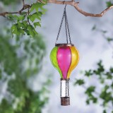 Lampa solara suspendabila balon aer cald, efect flacara, 12 LED galben, decor gradina terasa exterior
