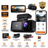 Cumpara ieftin Camera de Bord QOVU&reg; S5, 4K Fata + 1080P Spate/Interior, Card 64GB si Kit Parcare Incluse, WiFi, Ecran 3.2&rdquo;, Night Vision, G-Sensor, Inregistrare in b