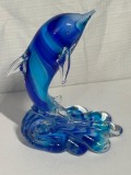 STATUETA DELFIN in VALURI - STICLA DE MURANO - Italy - Vintage !