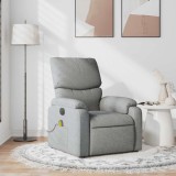 VidaXL Fotoliu de masaj rabatabil, gri deschis, textil