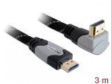 Cablu HDMI 4K v1.4 T-T unghi 90 grade 3m gri, Delock 83045