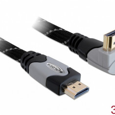 Cablu HDMI 4K v1.4 T-T unghi 90 grade 3m gri, Delock 83045