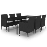 Cumpara ieftin Set mobilier de gradina cu perne, 7 piese, poliratan si sticla