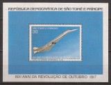 S. TOME E PRINCIPE 1977 ANIVERSARE REVOLUTIA DIN OCTOMBRIE ( colita dt.) MNH, Nestampilat