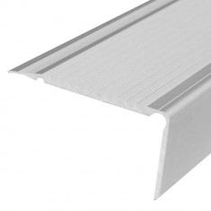 Profil Neperforat Aluminiu pentru Trepte, 45x23 mm, 2.7 m, Argintiu, Model 3130, Profil Trepte, Profil pentru Treapta, Profil Protectie Trepte, Profil