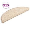 Covorase pentru scari, 15 buc., 56x17x3 cm, semirotunde, crem
